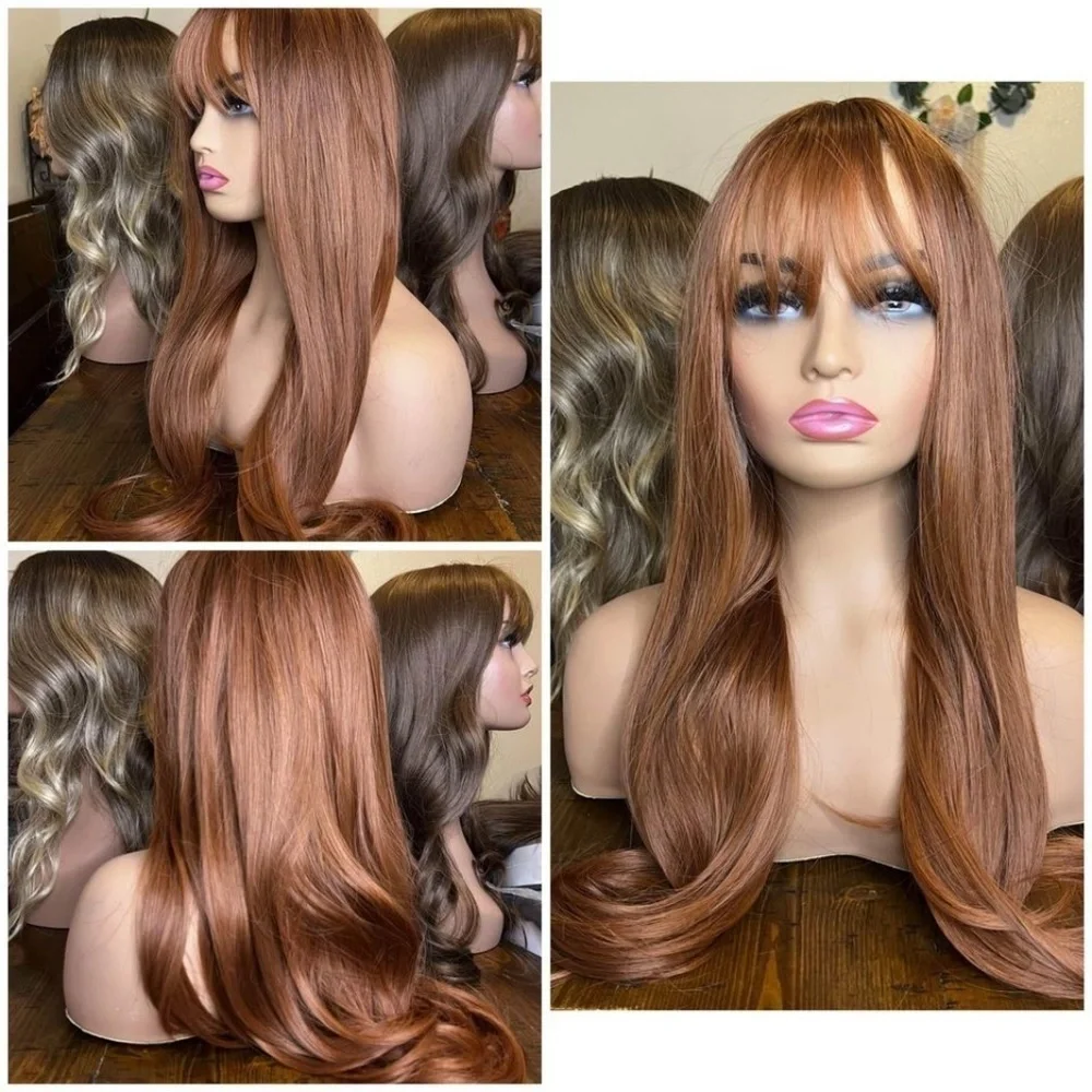 Auburn Long Natural Layered Fringe wig - Realistic Appereance